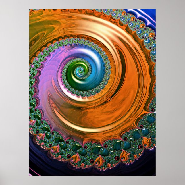 Orange Mandelbrot Swirl Poster (Front)