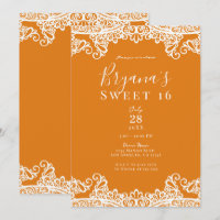 Orange Mango White Lace Elegant Sweet 16 Party 