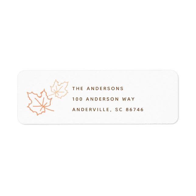 Orange Maple Leaf Thanksgiving Return Address (Front)
