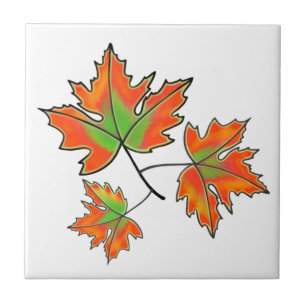 Orange Maple Leaf Tile