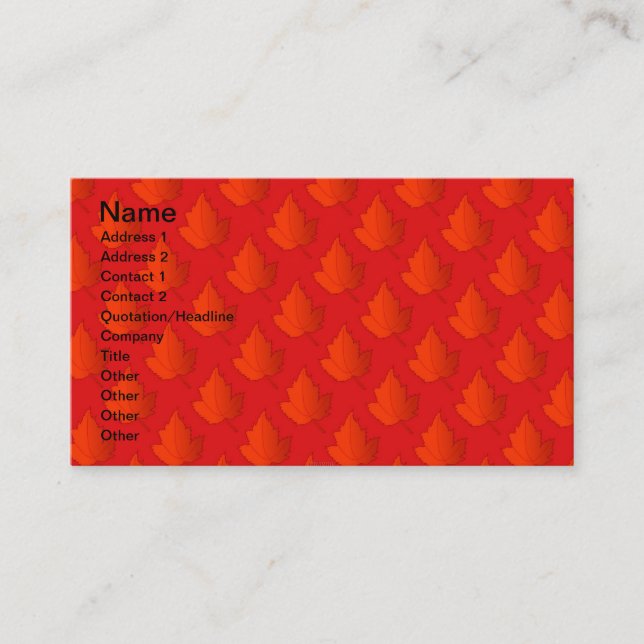 Orange Maple Leaves Business Card (Front)
