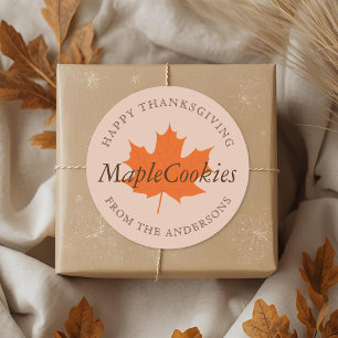 Orange Maple Thanksgiving Homemade Baking Gift Classic Round Sticker