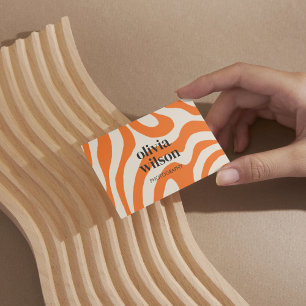 Orange Marble Wavy Retro Stripe Bold Modern Spring Business Card