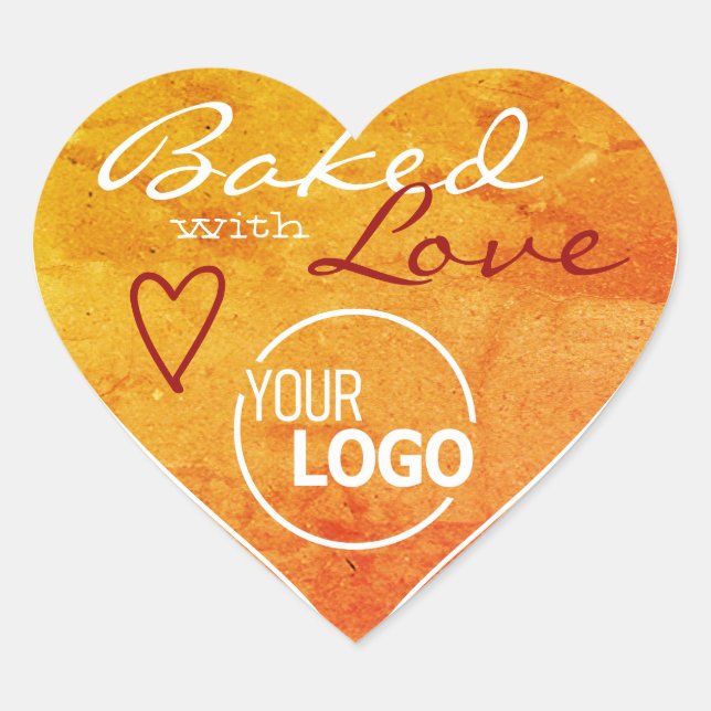Orange Marbled Made with Love Heart Logo Template Sticker (Front)