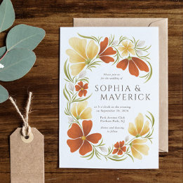 Orange & Marigold Bold Floral Wedding Invitation