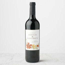 Orange & Marigold Bold Floral Wine Label