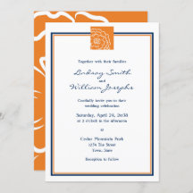 Orange Marigold Flower Floral and Blue Wedding
