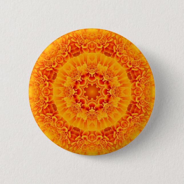 Orange Marigold Mandala 6 Cm Round Badge (Front)