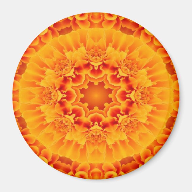 Orange Marigold Mandala Magnet (Front)