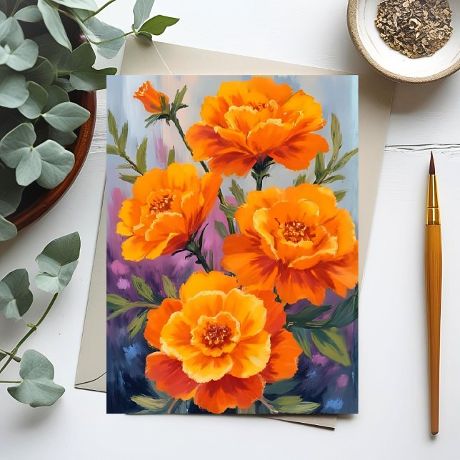 Orange Marigolds | October Flower Watercolor Card (Creator Uploaded)