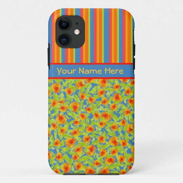Orange Marigolds, Stripes iPhone 5/5s Xtreme Case (Back)