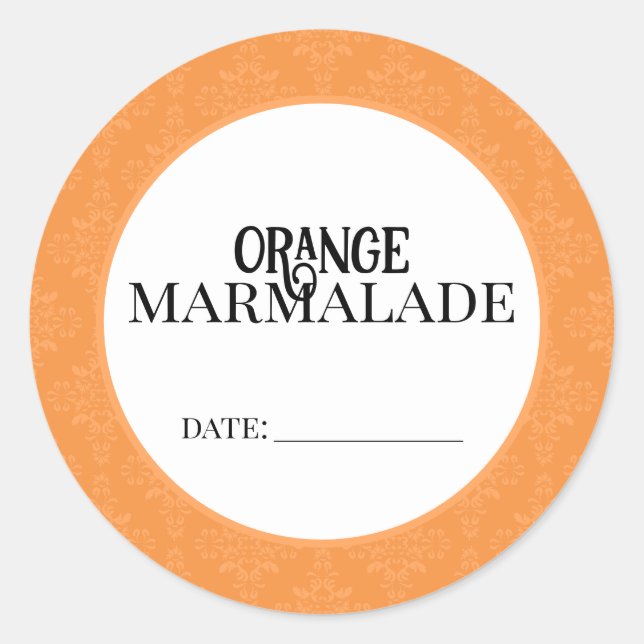 Orange Marmalade Canning Lid Labels (Front)