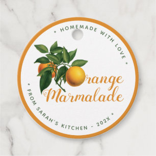 Orange Marmalade Citrus Homemade with Love Script Favour Tags