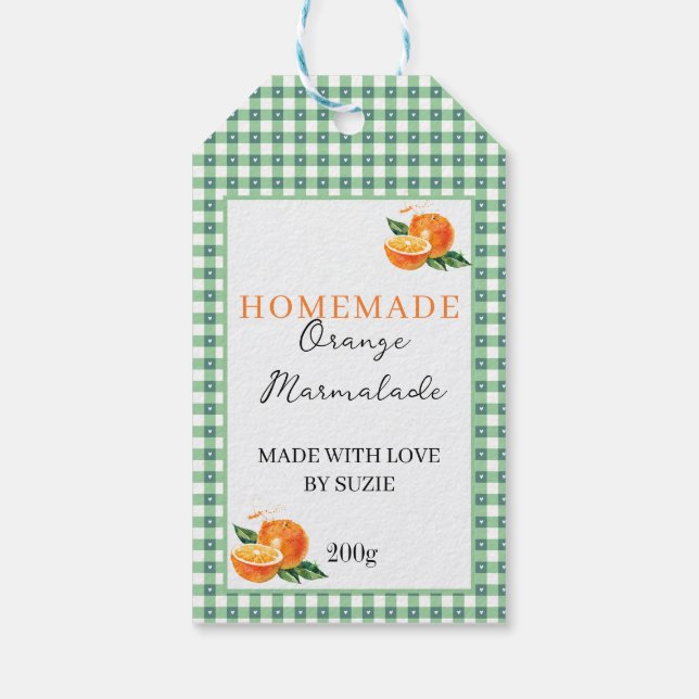 Orange Marmalade Jar Label Personalised Gingham  (Back)