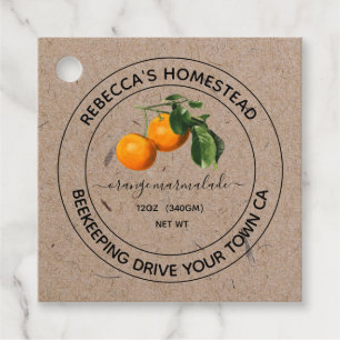 Orange Marmalade Kraft Paper Canning Jar Favour Tags