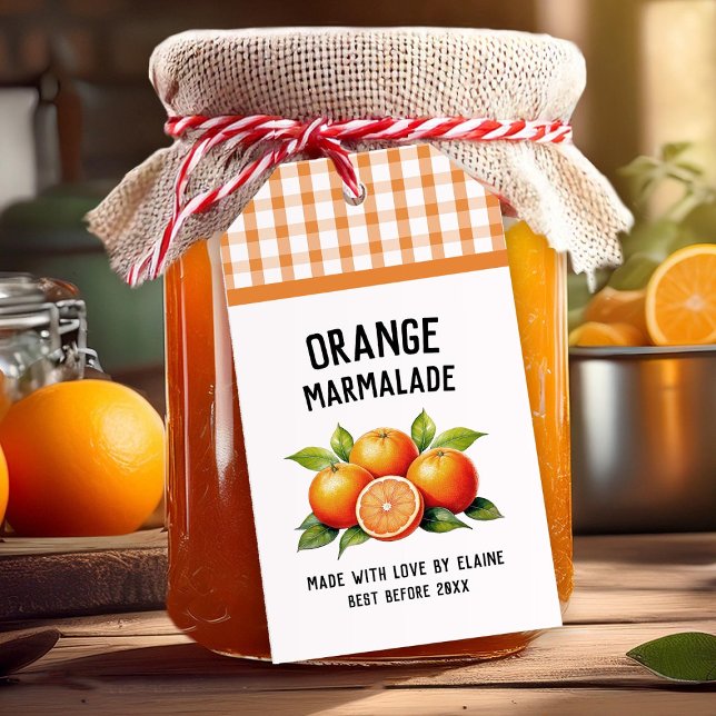 Orange marmalade Preserve Label chequered pattern (Creator Uploaded)