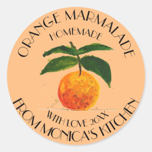 Orange marmalade Watercolor Fruit Kitchen Classic Round Sticker