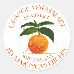 Orange marmalade Watercolor Fruit Kitchen  Classic Round Sticker