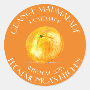 Orange marmalade Watercolor Fruit Kitchen  Classic Round Sticker