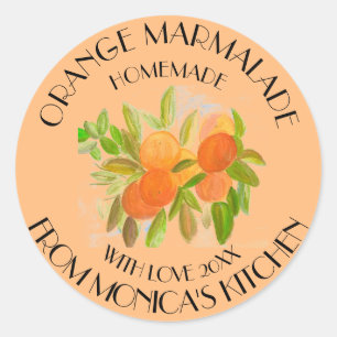 Orange marmalade Watercolor Fruit Kitchen Classic Round Sticker