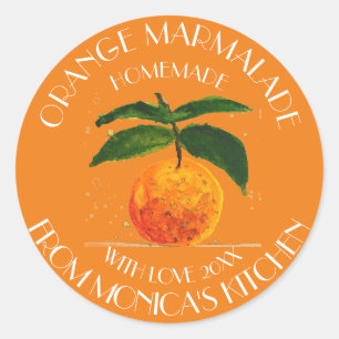 Orange marmalade Watercolor Fruit Kitchen Classic Round Sticker