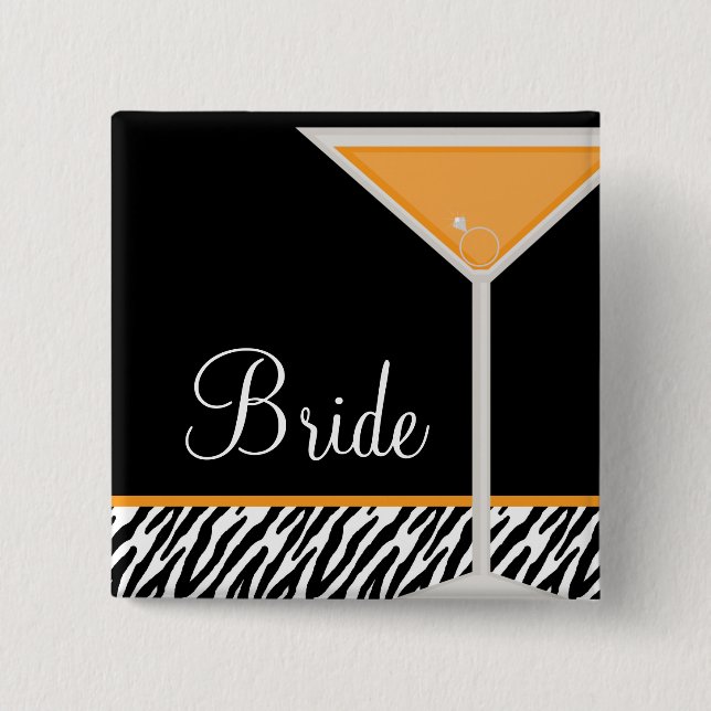 Orange Martini and Zebra Pattern 15 Cm Square Badge (Front)