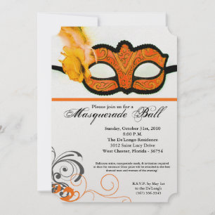 Orange Masquerade Ball Mask Costume Halloween Part Invitation