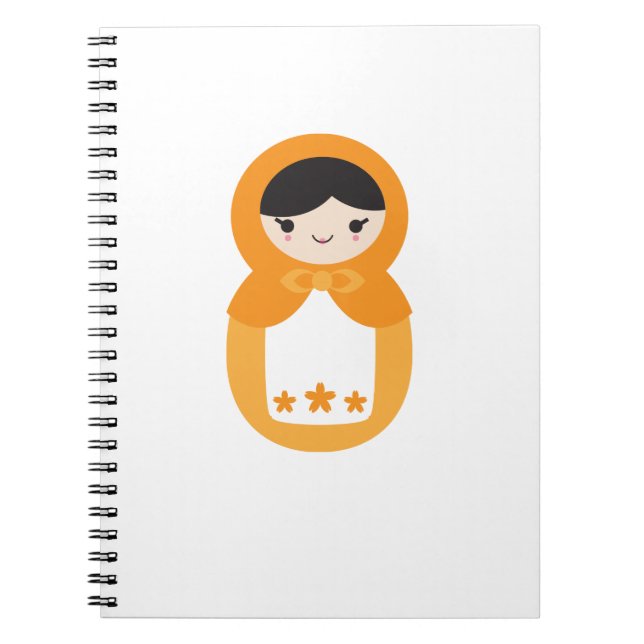 Orange Matryoshka Doll Spiral Notebook (Front)