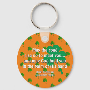 Orange MAY THE ROAD RISE UP St Patricks Day Key Ring