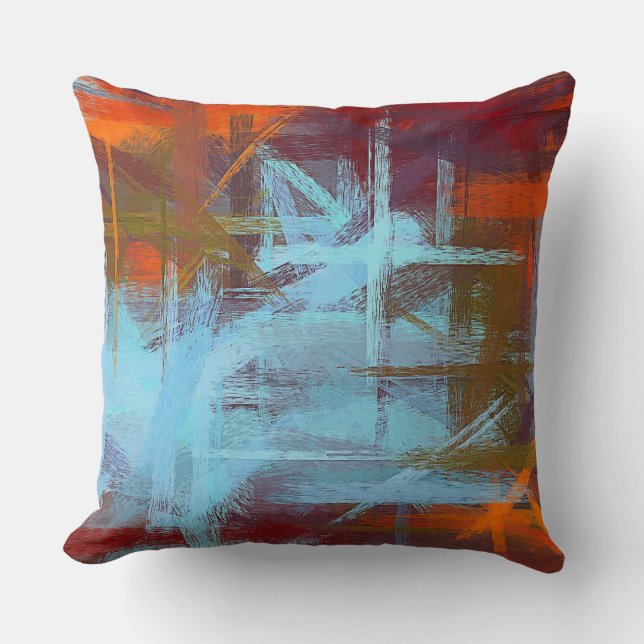 Orange Maya Blue Abstract Cushion (Front)