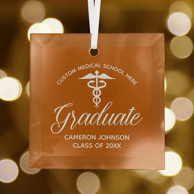Orange Medical School Graduation Christmas Glass Tree Decoration (Creator Uploaded)