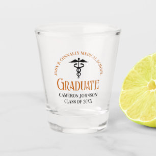 Orange Medical School Graduation Commemorative Shot Glass
