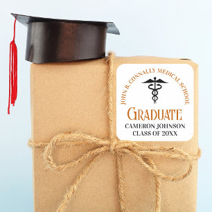 Orange Medical School Graduation Party Custom Square Sticker