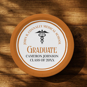 Orange Medical School Graduation Party Customised Paper Plate