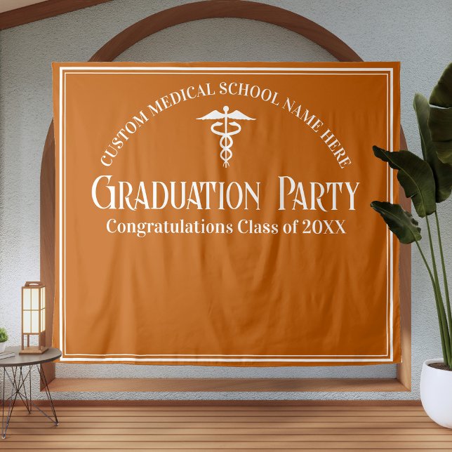 Orange Medical School Graduation Party Photo Booth Tapestry (Creator Uploaded)