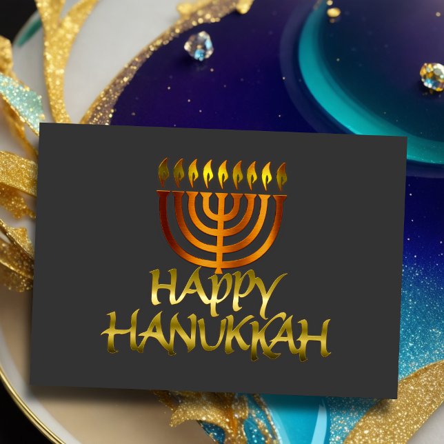 Orange Menorah Flames Happy Hanukkah Card (Creator Uploaded)