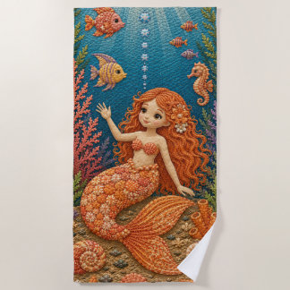 Orange Mermaid Quilt  Beach Towel