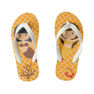 Orange Mermaid Scales Kid's Jandals