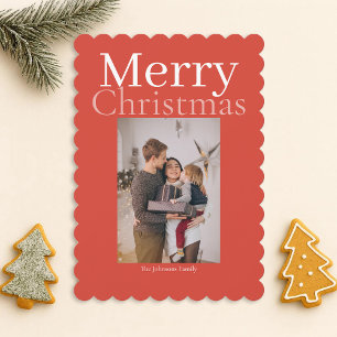 Orange Merry Christmas Personalised Family Photos Holiday Card