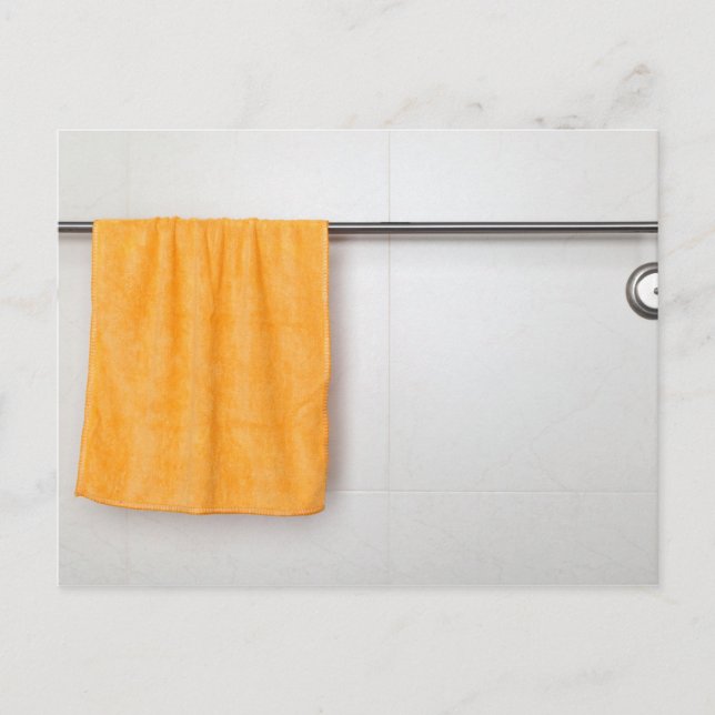 Orange microfiber towel postcard (Front)