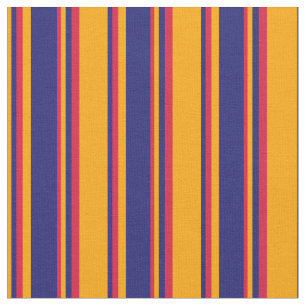 Orange, Midnight Blue, and Crimson Coloured Lines Fabric