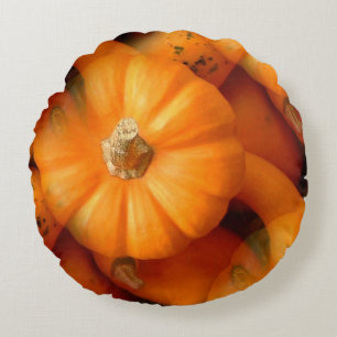 Orange Mini Pumpkins And Gourds Fall Photo Round Cushion