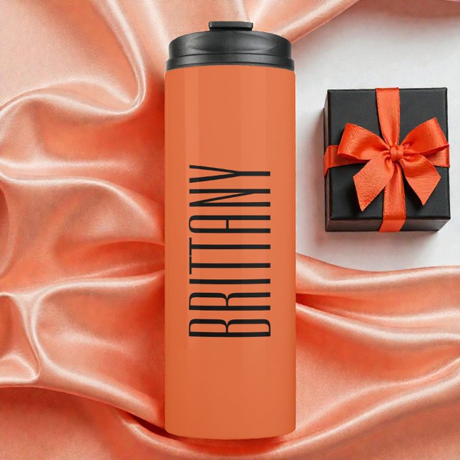 Orange Minimal Bridesmaid Personalised Name Simple Thermal Tumbler (Orange Minimal Bridesmaid Personalized Name Simple Thermal Tumbler)