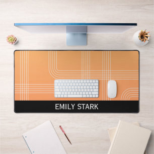 Orange Minimal Retro Personalised Name Desk Mat