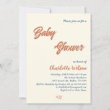 Orange Minimalist Gender Neutral Baby Shower
