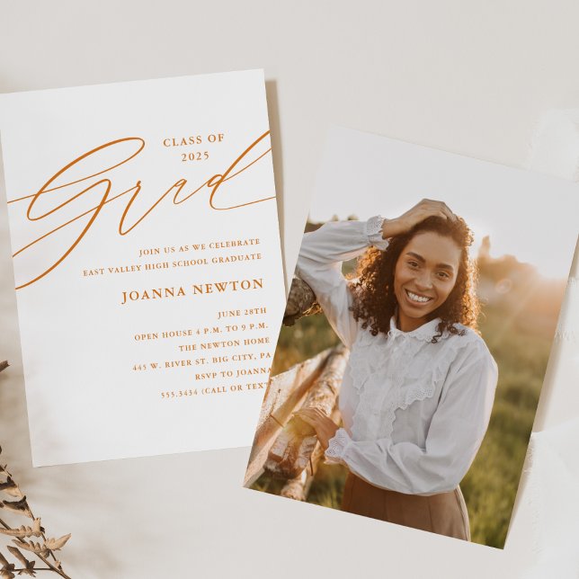 Orange Minimalist Graduation Party Invitation (Creator Uploaded)