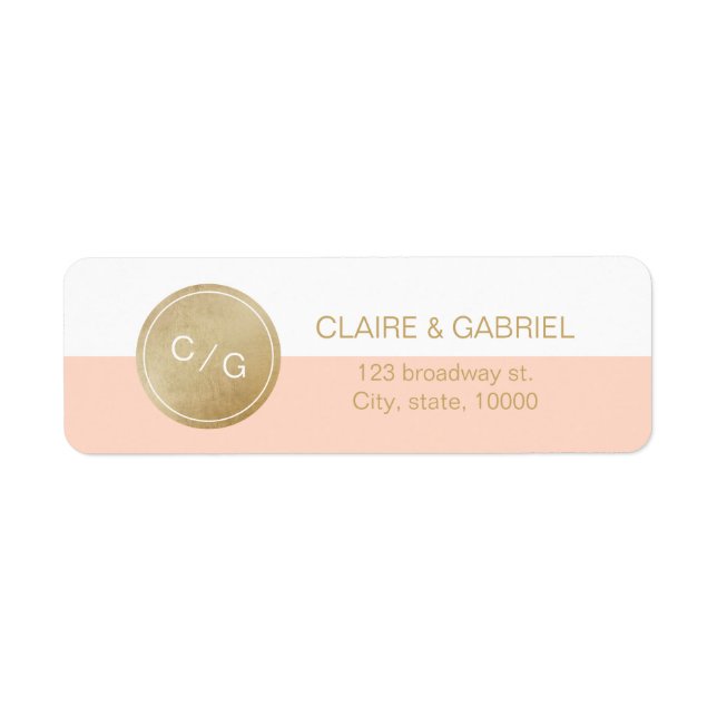 Orange minimalist modern monogram return address (Front)