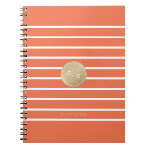 Orange minimalist modern wedding guest book