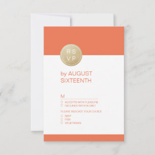 Orange minimalist modern wedding RSVP Card