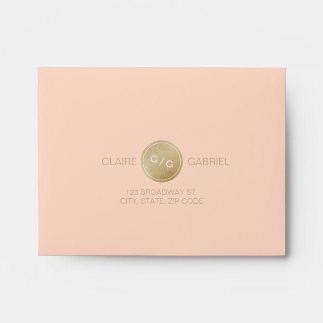 Orange minimalist modern wedding RSVP Envelope (Front)